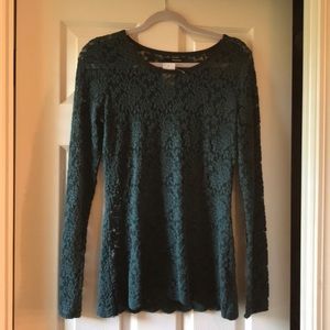 NWT Forest Green Lace Tee
